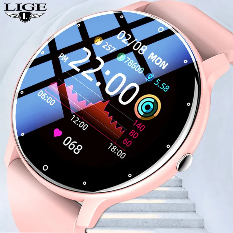 Fitness Smartwatch mit Voll-Touchscreen, wasserdicht und Bluetooth für Android/iOS