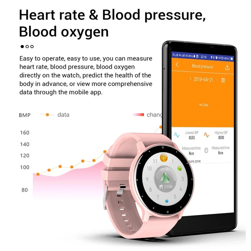 Fitness Smartwatch mit Voll-Touchscreen, wasserdicht und Bluetooth für Android/iOS