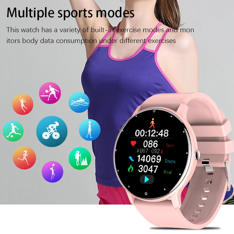Fitness Smartwatch mit Voll-Touchscreen, wasserdicht und Bluetooth für Android/iOS