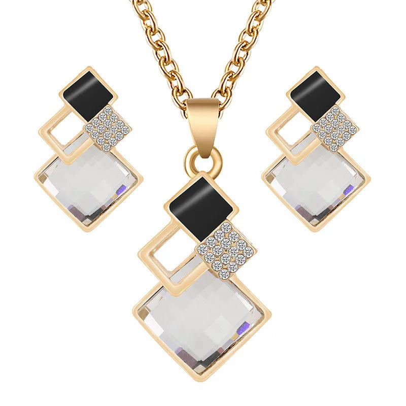 Kristall Schmuckset für Frauen – elegante Halskette und Ohrringe für Hochzeiten