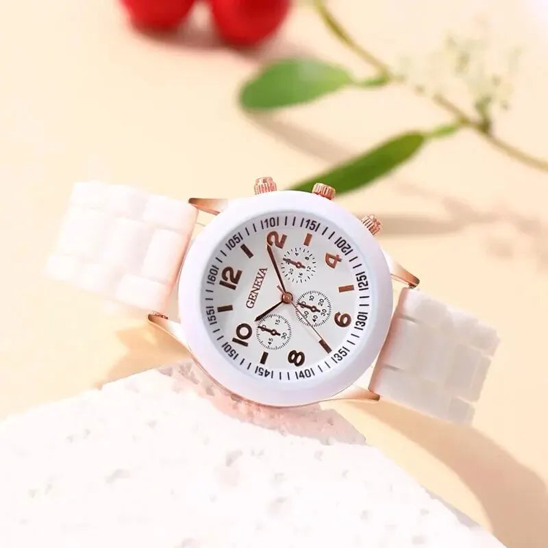 Luxus Quarzuhr Set für Männer und Frauen mit Silikonband – Stilvolles Design