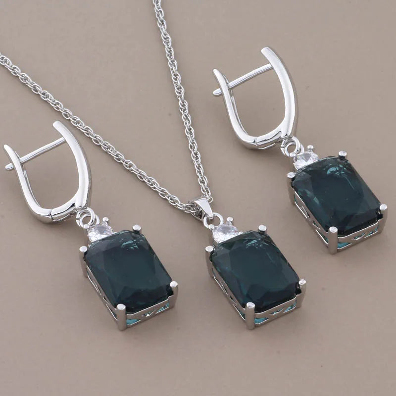 Luxus Hochwertige Zirkon Quadratische Ohrringe Set 585 Roségold Schmuck für Frauen