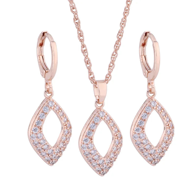 Fashion Woman Unusual Earrings Luxus Hohe Qualität 585 Roségold Zirkon Set für Eleganz
