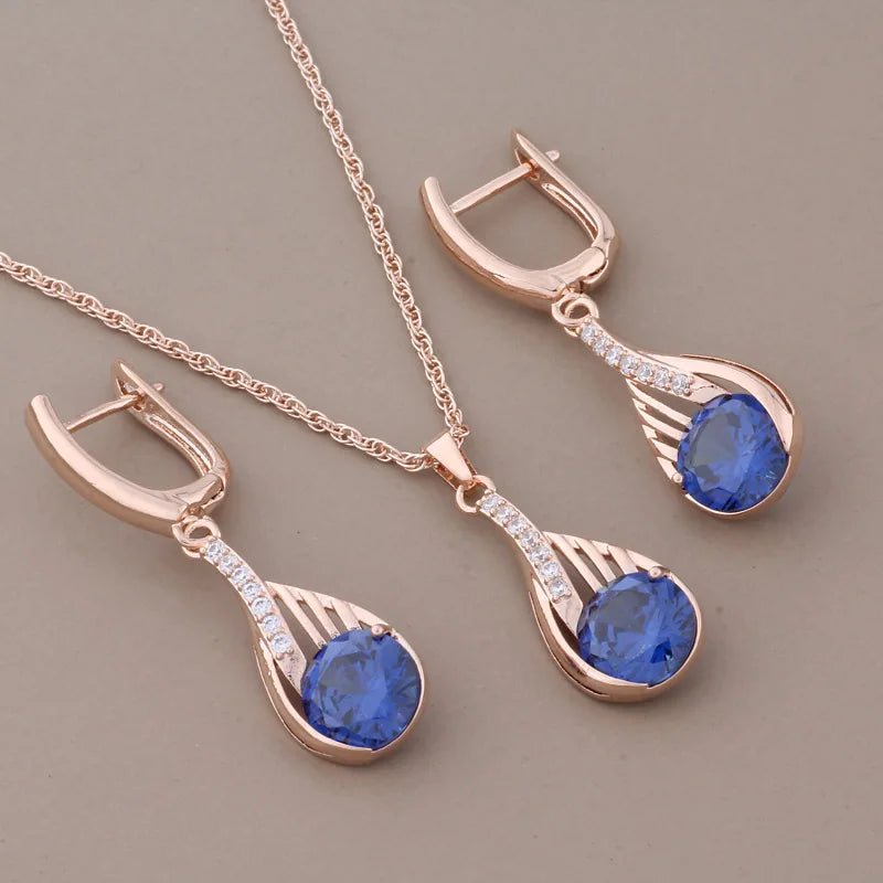 Klassisches Design Roségold Farbe Tropfen Ohrringe Set für Frauen, Eleganz Pur!