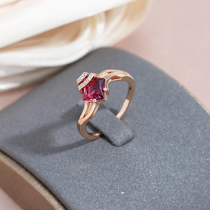 Vintage Granat Rot Natürlicher Zirkon Schmuck Sets in Eleganter Rose Gold Farbe