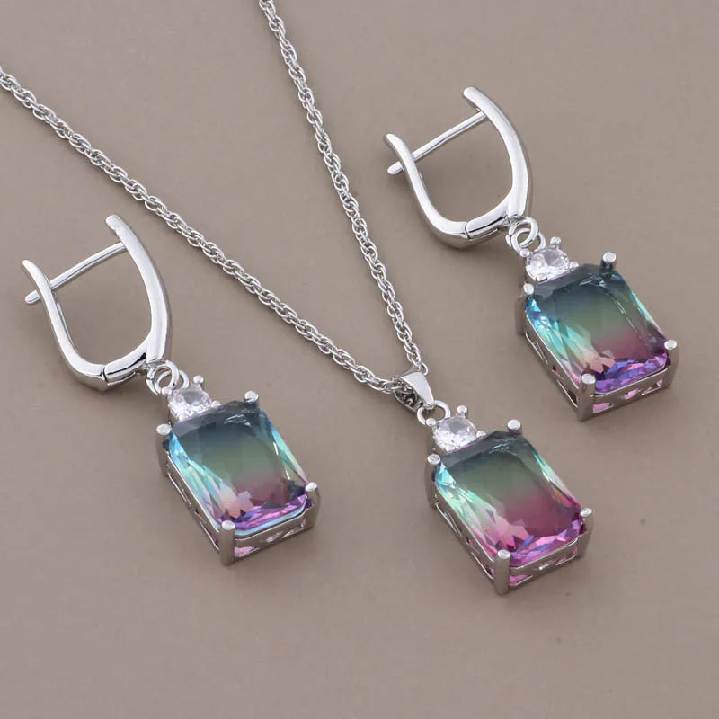 Luxus Hochwertige Zirkon Quadratische Ohrringe Set 585 Roségold Schmuck für Frauen