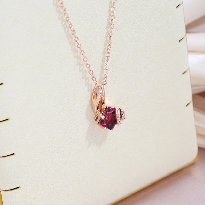 Vintage Granat Rot Natürlicher Zirkon Schmuck Sets in Eleganter Rose Gold Farbe