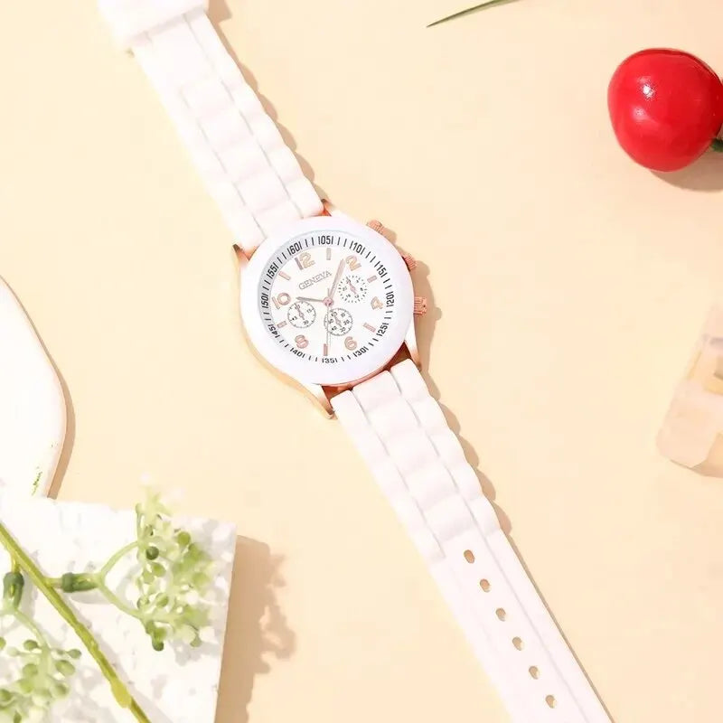 Luxus Quarzuhr Set für Männer und Frauen mit Silikonband – Stilvolles Design