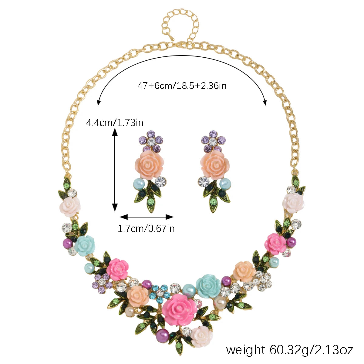 Blumen Schmuckset: Elegante Halskette und Ohrringe für festliche Anlässe