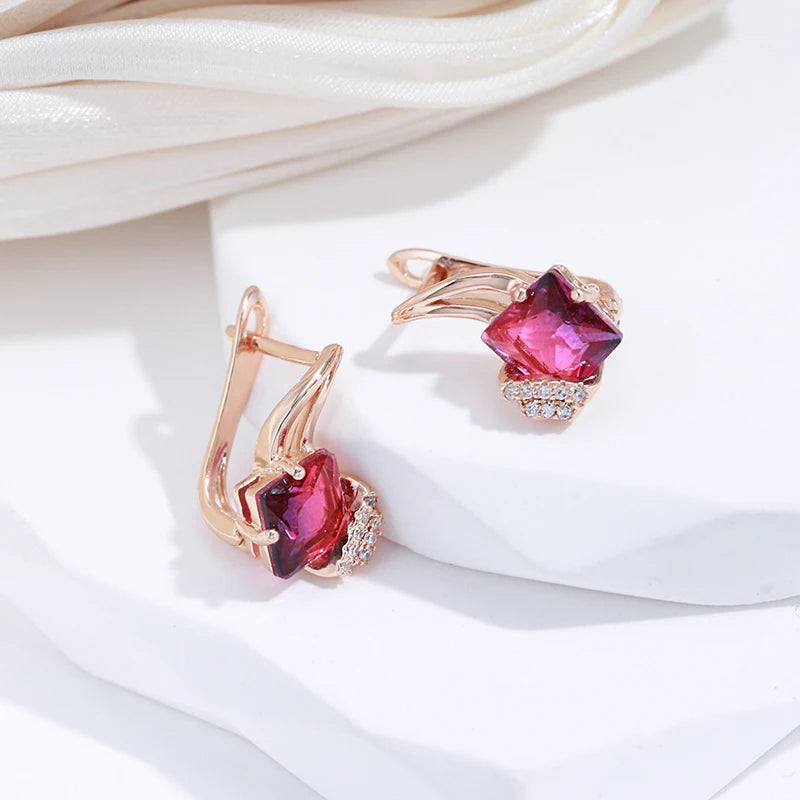 Vintage Granat Rot Natürlicher Zirkon Schmuck Sets in Eleganter Rose Gold Farbe