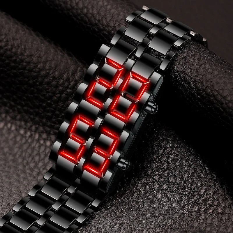 Digitale Herren Lava Armbanduhr – Robustes Metalldesign mit LED-Anzeige