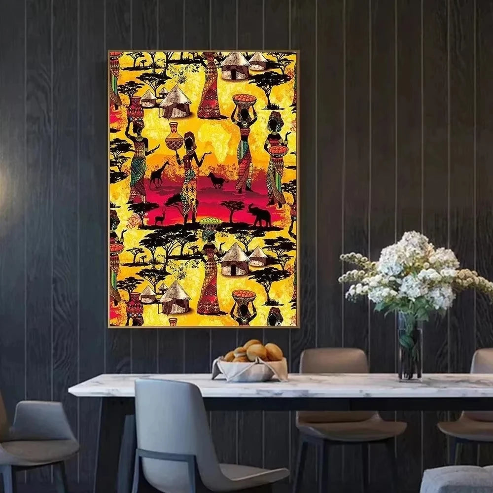 Afrikanische Traditionelle Kultur Plakat Drucke für Wohnzimmer - Stilvolle Leinwandkunst