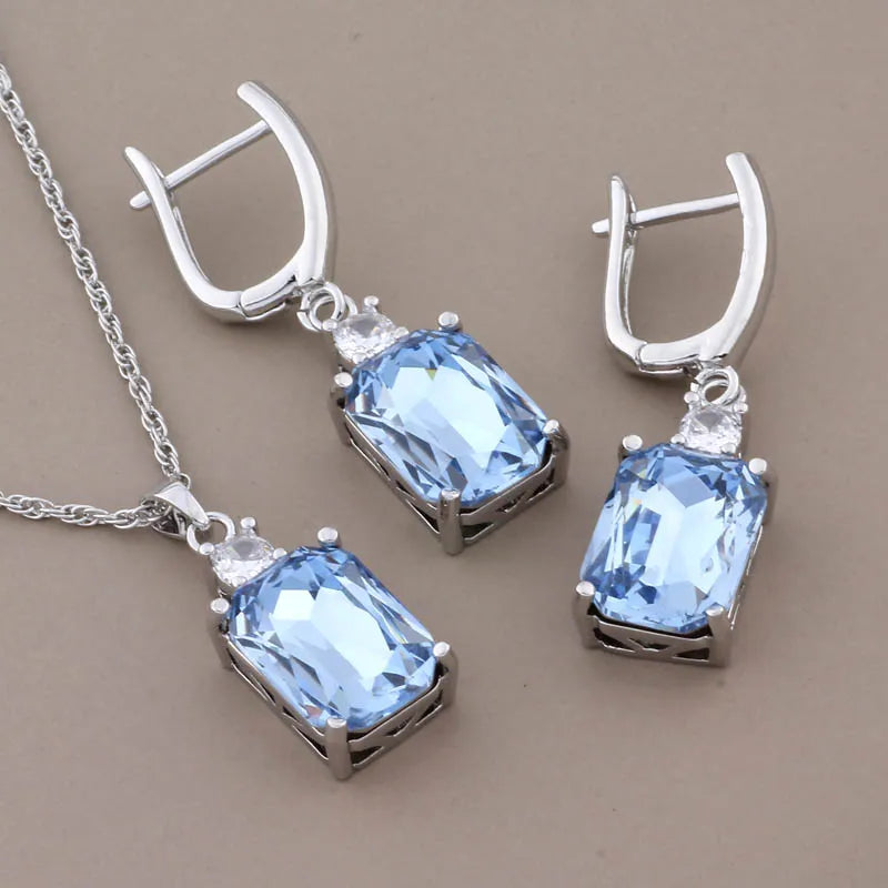 Luxus Hochwertige Zirkon Quadratische Ohrringe Set 585 Roségold Schmuck für Frauen