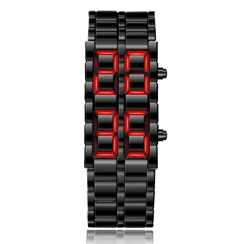 Digitale Herren Lava Armbanduhr – Robustes Metalldesign mit LED-Anzeige