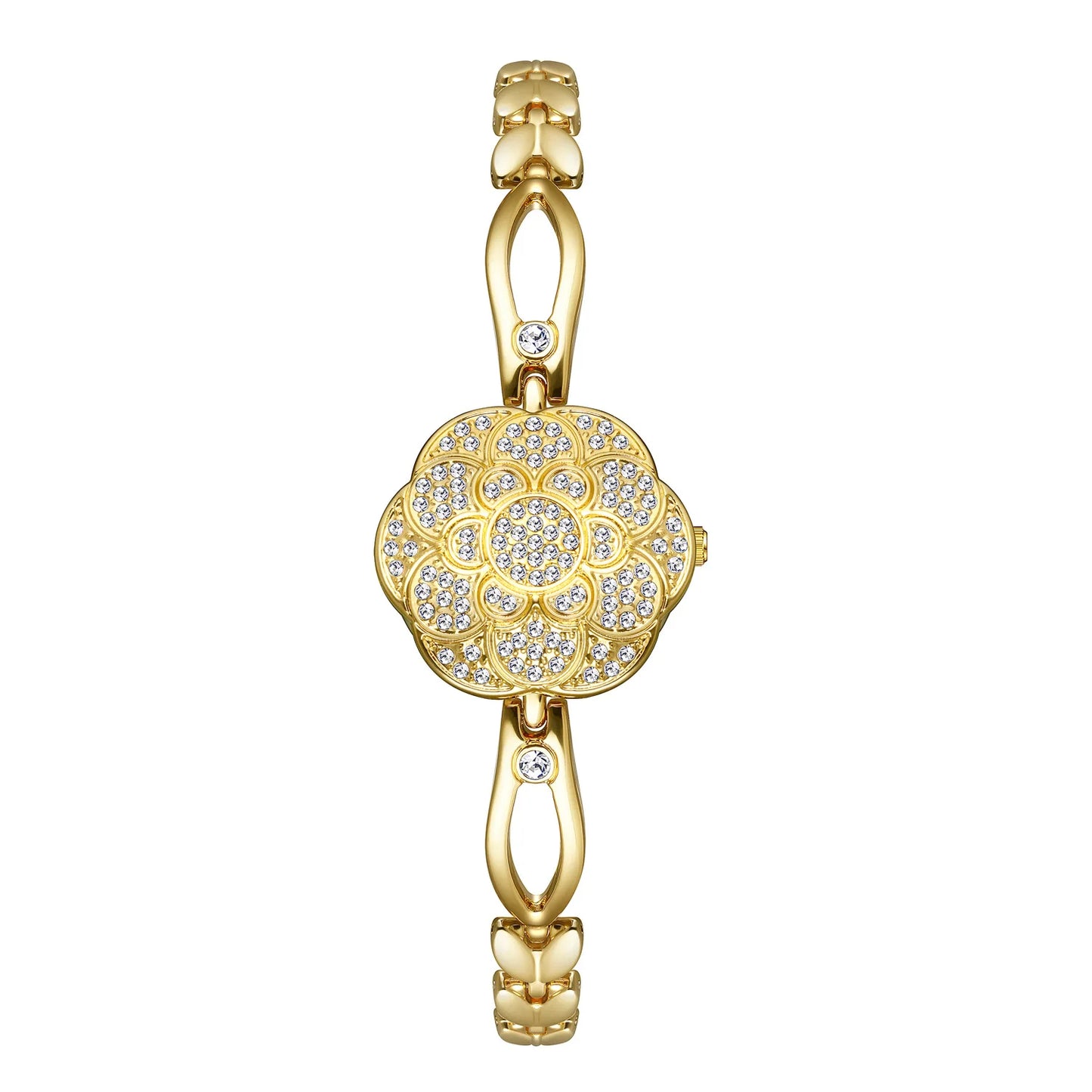 Luxus Damenuhr Blume Quarz Diamant Steinbesatz Design