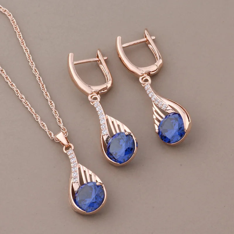 Klassisches Design Roségold Farbe Tropfen Ohrringe Set für Frauen, Eleganz Pur!