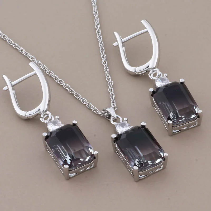 Luxus Hochwertige Zirkon Quadratische Ohrringe Set 585 Roségold Schmuck für Frauen