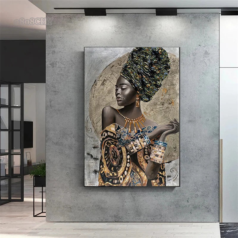 Afrikanische Frau Abstrakte Kunst Leinwand Gemälde Für Einzigartigen Wohnstil