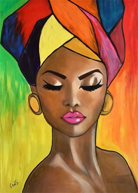 Afrikanische Frau Abstrakte Kunst Leinwand Gemälde Für Einzigartigen Wohnstil