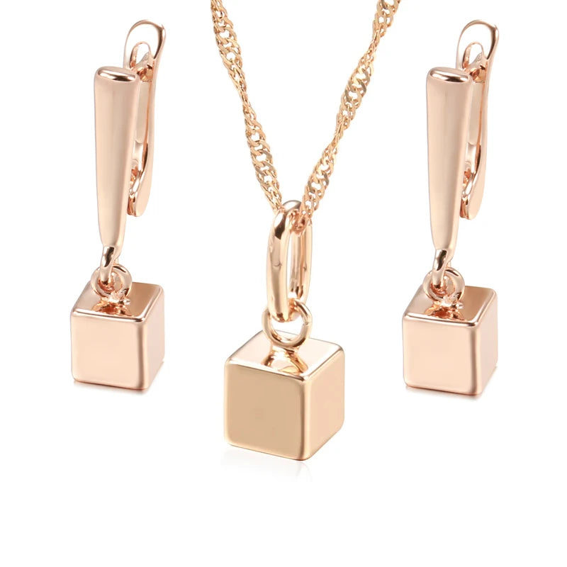 Geometrische Würfel-Schmucksets für Damen, Eleganz in 585 Gold für besondere Anlässe