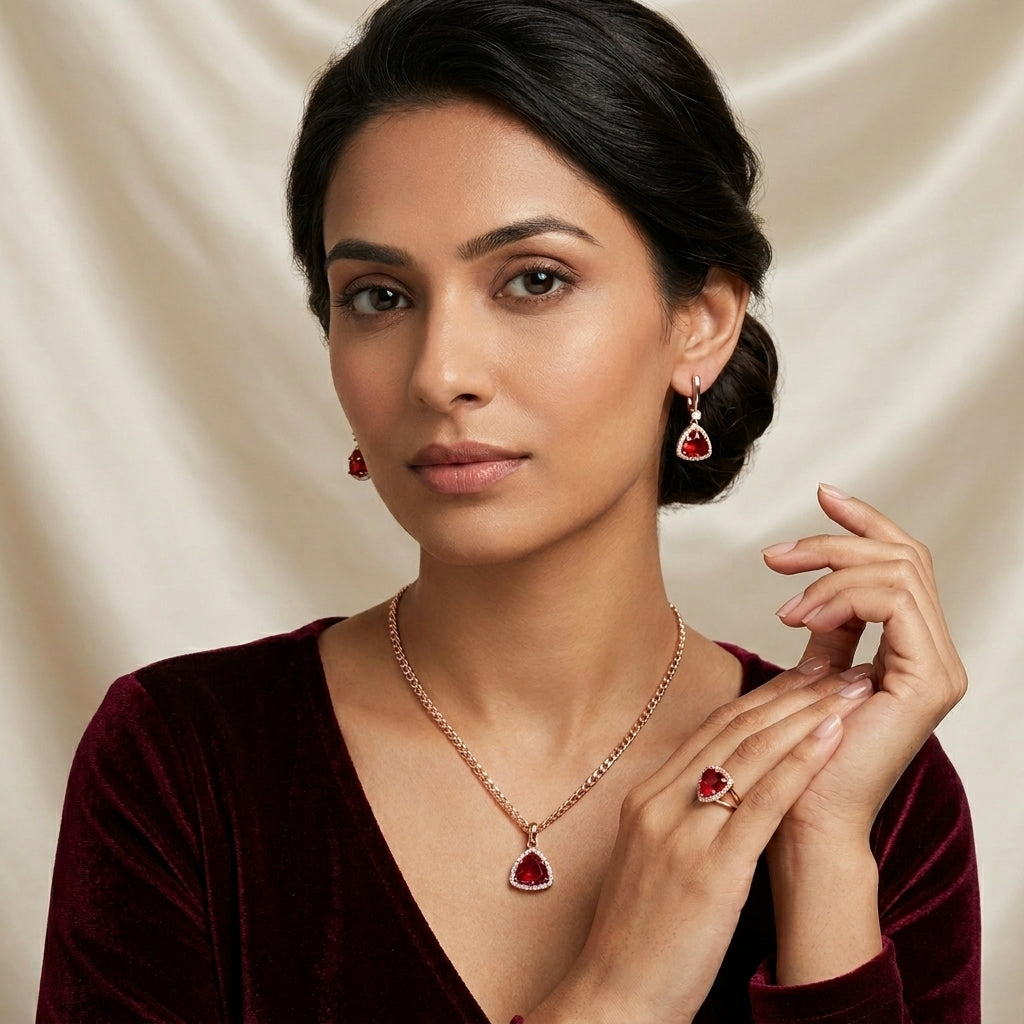 Roségold Dreiteiliges Zirkon Schmuckset Für Damen Luxus