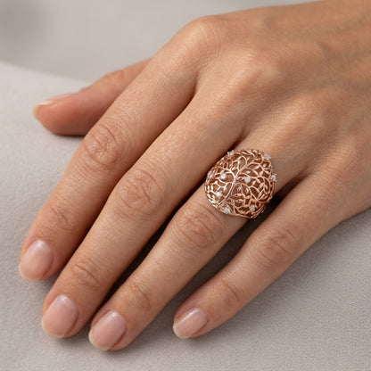 Schmuckset Zirkon Ring Ohrringe Halskette 585 Roségold Ethnisch