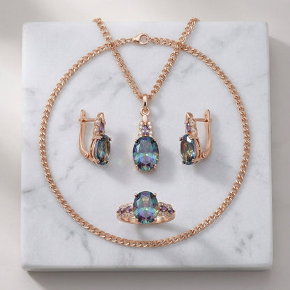 Schmuckset Bunt 585 Roségold – 02 flatlay