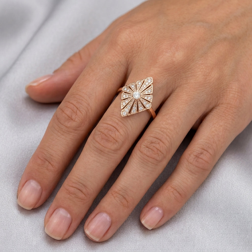 Schmuckset Zirkon Ring Ohrringe Halskette 585 Roségold Hochzeit