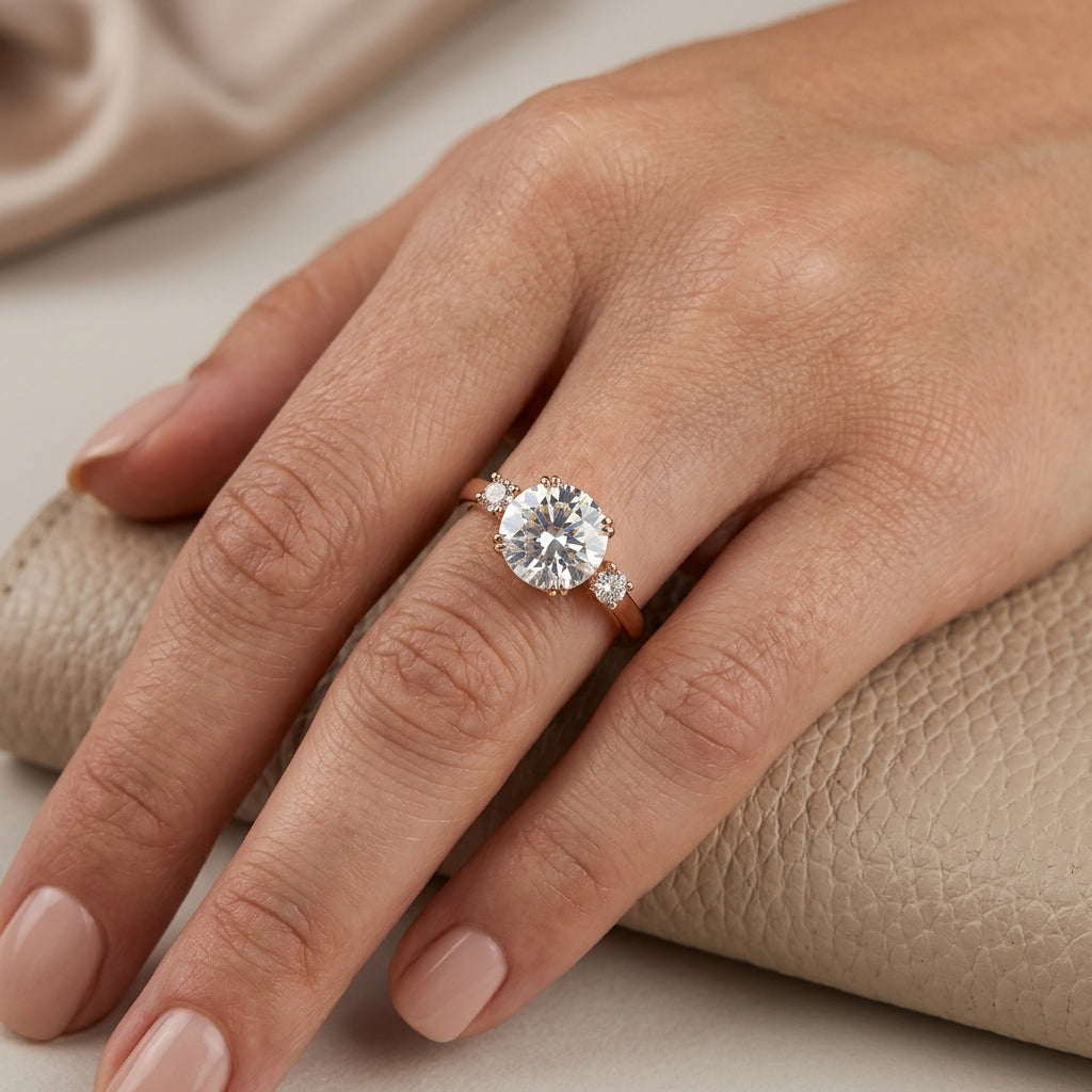 Schmuckset Weiß Zirkon Ring Ohrringe Halskette 585 Roségold