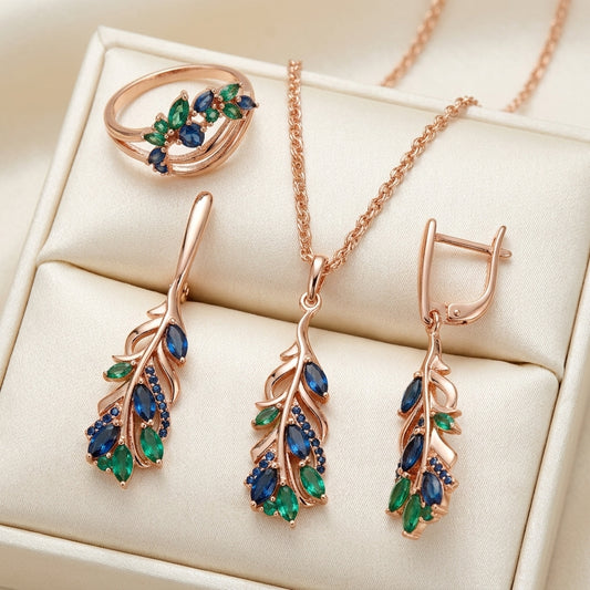 Lila Stein Schmuckset 585 Roségold - Flat Lay auf Kissen