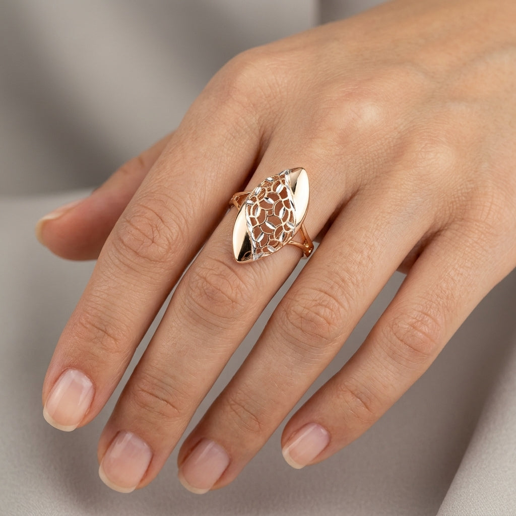 Ring Blume 585 Roségold getragen