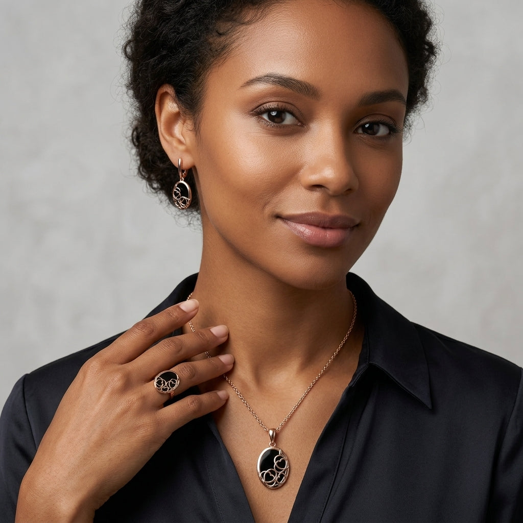 Schmuckset Schwarz Oval - Modell Lifestyle 1