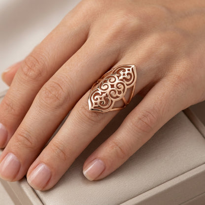Schmuckset Zirkon Ring Ohrringe Halskette 585 Roségold Ethnisch