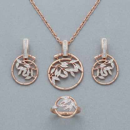 Schmuckset Zirkon Roségold-Silber Mix