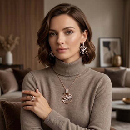 Schmuckset Zirkon Roségold-Silber Mix – Ring, Ohrringe & Kette