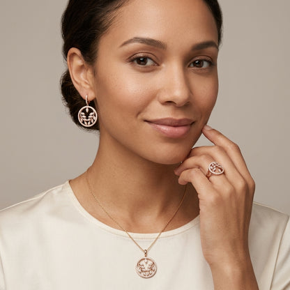 Schmuckset Zirkon Roségold-Silber Mix – Ring, Ohrringe & Kette