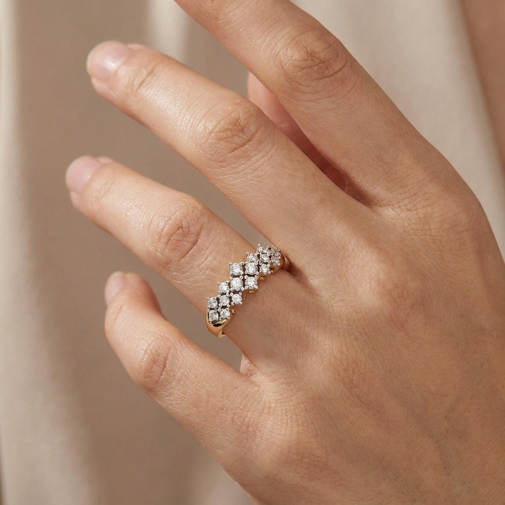 Parure Zircon Vintage Plaqué Or 14K – Bague, Boucles & Collier