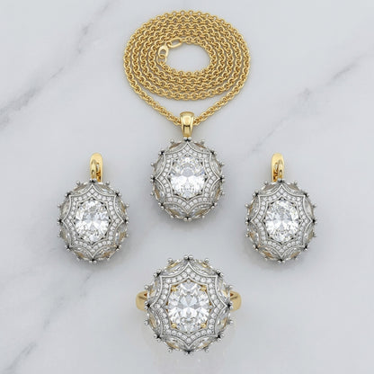 Schmuckset Zirkon 14K Vergoldet Alltagsschmuck – Ring & Kette