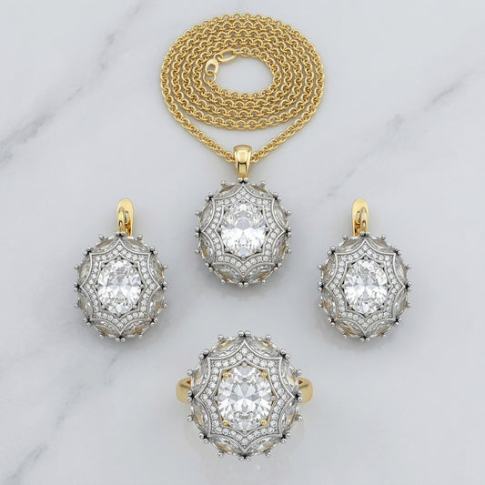 Schmuckset Zirkon 14K Vergoldet Alltagsschmuck – Ring & Kette