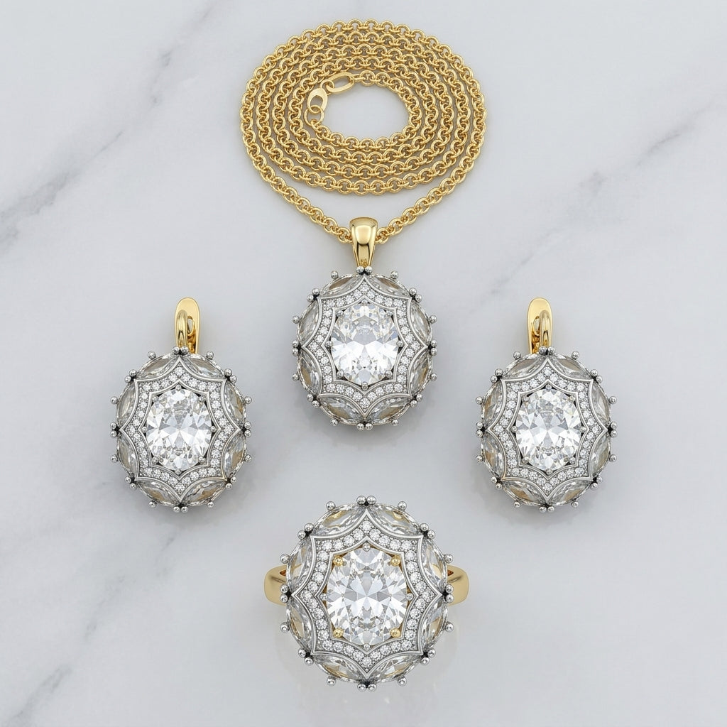 Schmuckset Zirkon 14K Vergoldet Alltag
