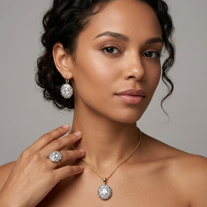 Schmuckset Zirkon 14K Vergoldet Alltagsschmuck – Ring & Kette