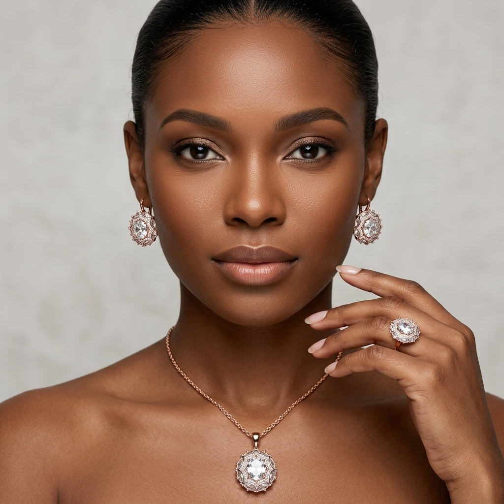 Schmuckset Zirkon 14K Vergoldet Alltagsschmuck – Ring & Kette