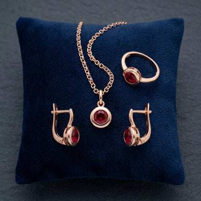 Schmuckset in Roségold mit geometrischem Perlen-Design – Ring und Halskette