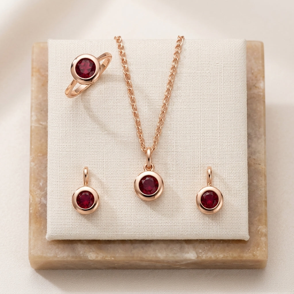 Schmuckset Geometrische Perle Roségold – Ring & Kette