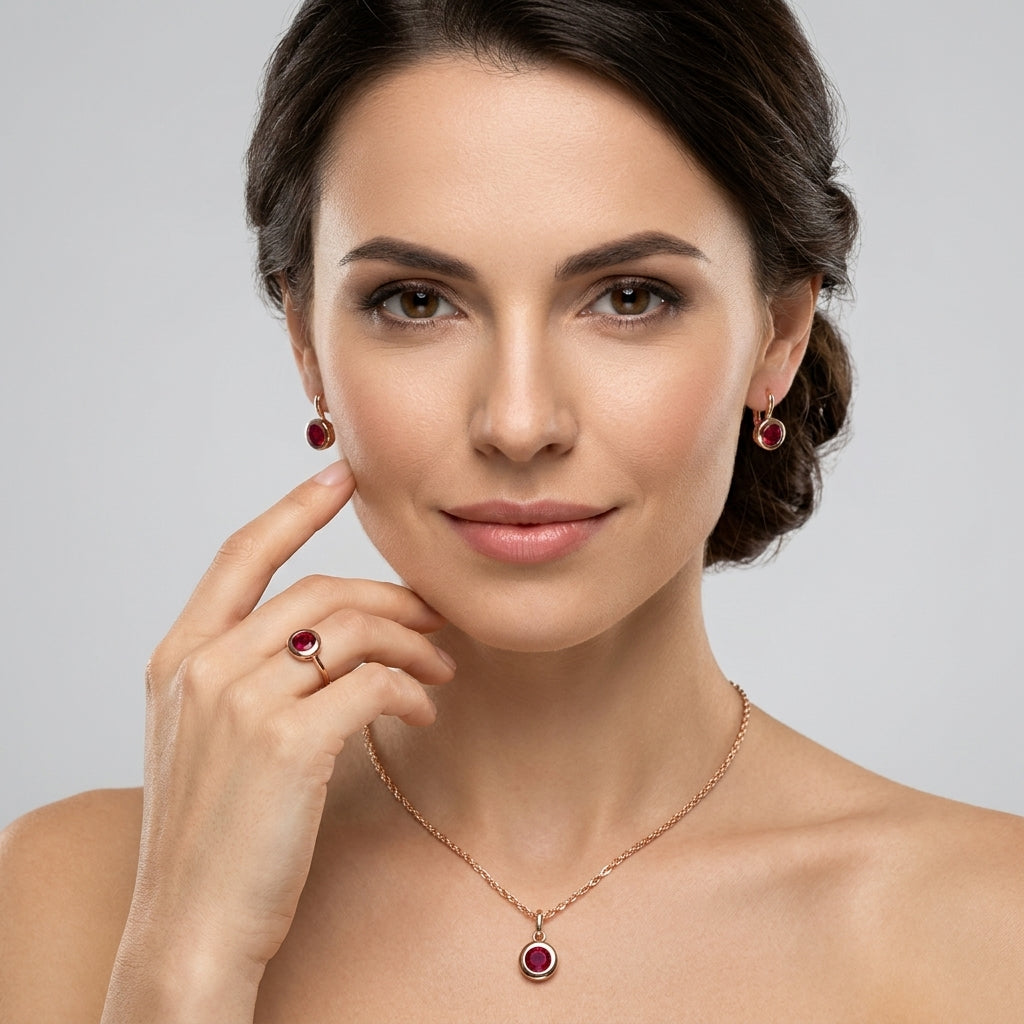 Schmuckset Geometrische Perle Roségold – Ring & Kette