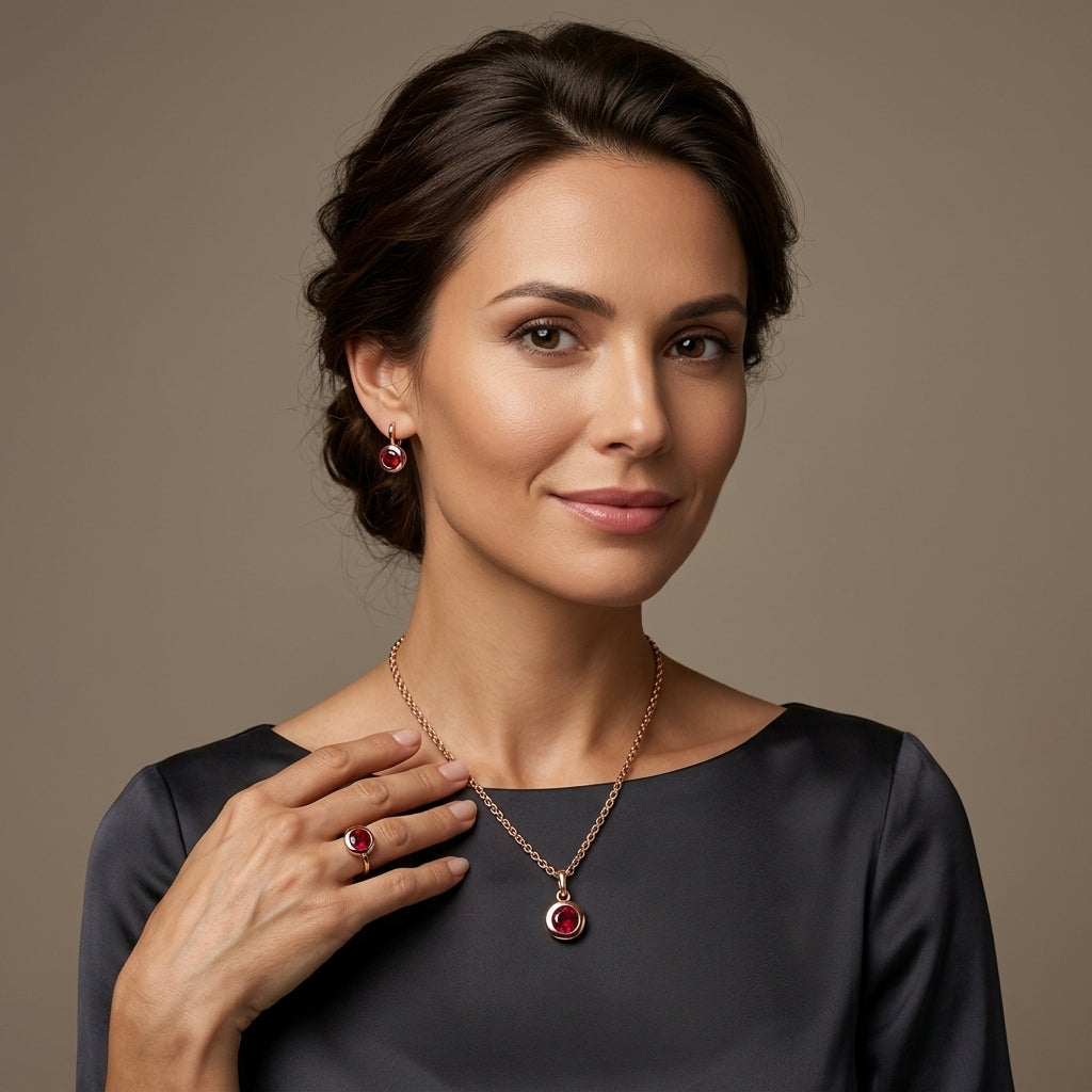 Schmuckset Geometrische Perle Roségold – Ring & Kette