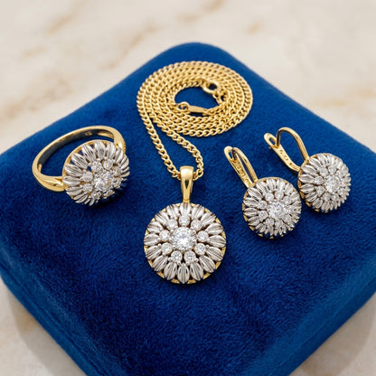 Schmuckset 14K vergoldet mit Zirkon – Ring und Halskette