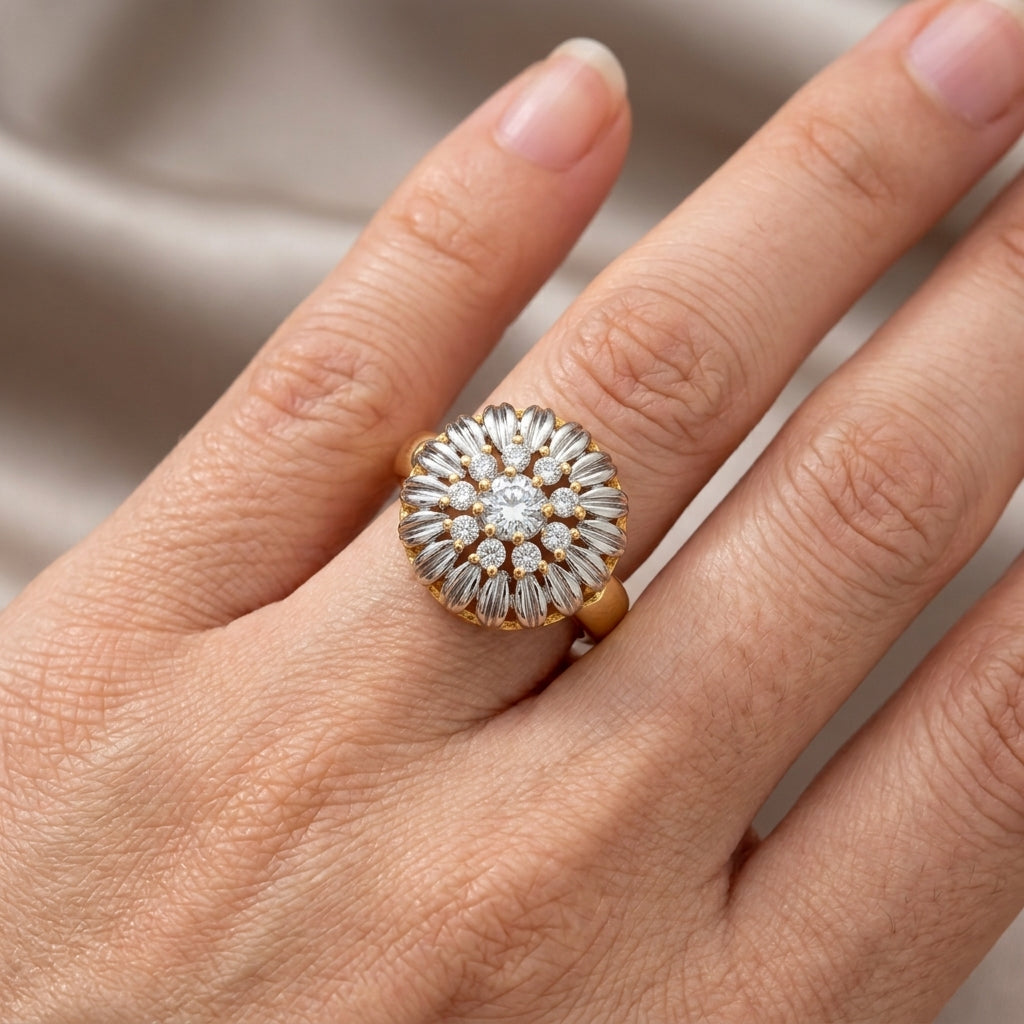 Parure Zircon Plaqué Or 14K Mode – Bague & Collier
