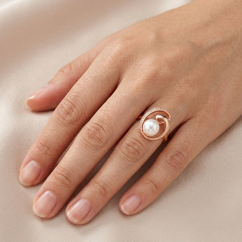 Schmuckset Geometrische Perle Roségold Bridal