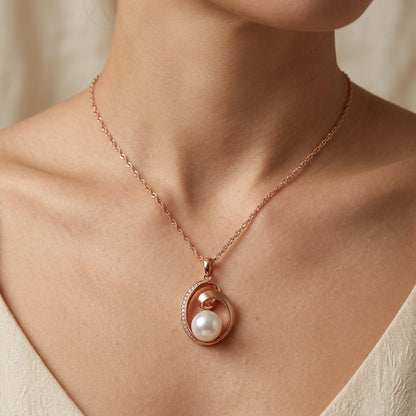 Schmuckset Geometrische Perle Roségold Bridal